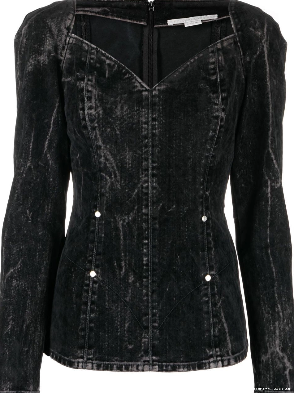 Affordable denim flocked Stella velvet McCartney blouse Women 0324